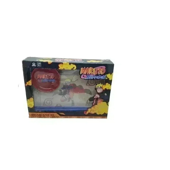 NIB Naruto Shippuden Ceramic Sushi Set Rare Anime Plate Bowl Chop Sticks NEW - Picture 4 of 10